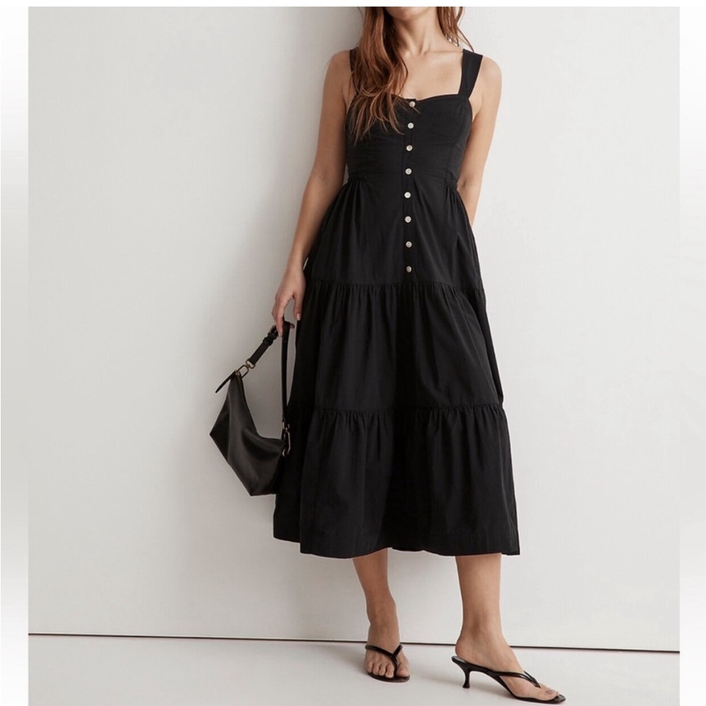 Madewell Button-Front Tiered Midi Dress